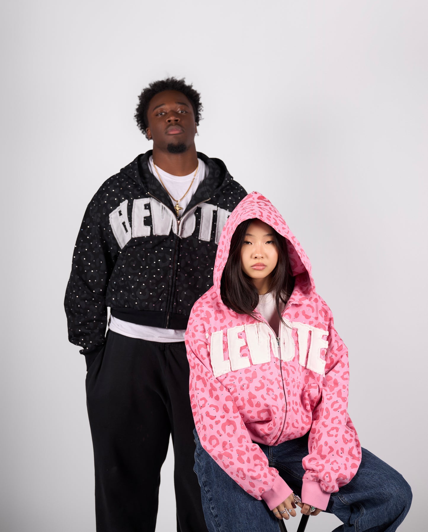 ELEV8TED Rhinestone zip up