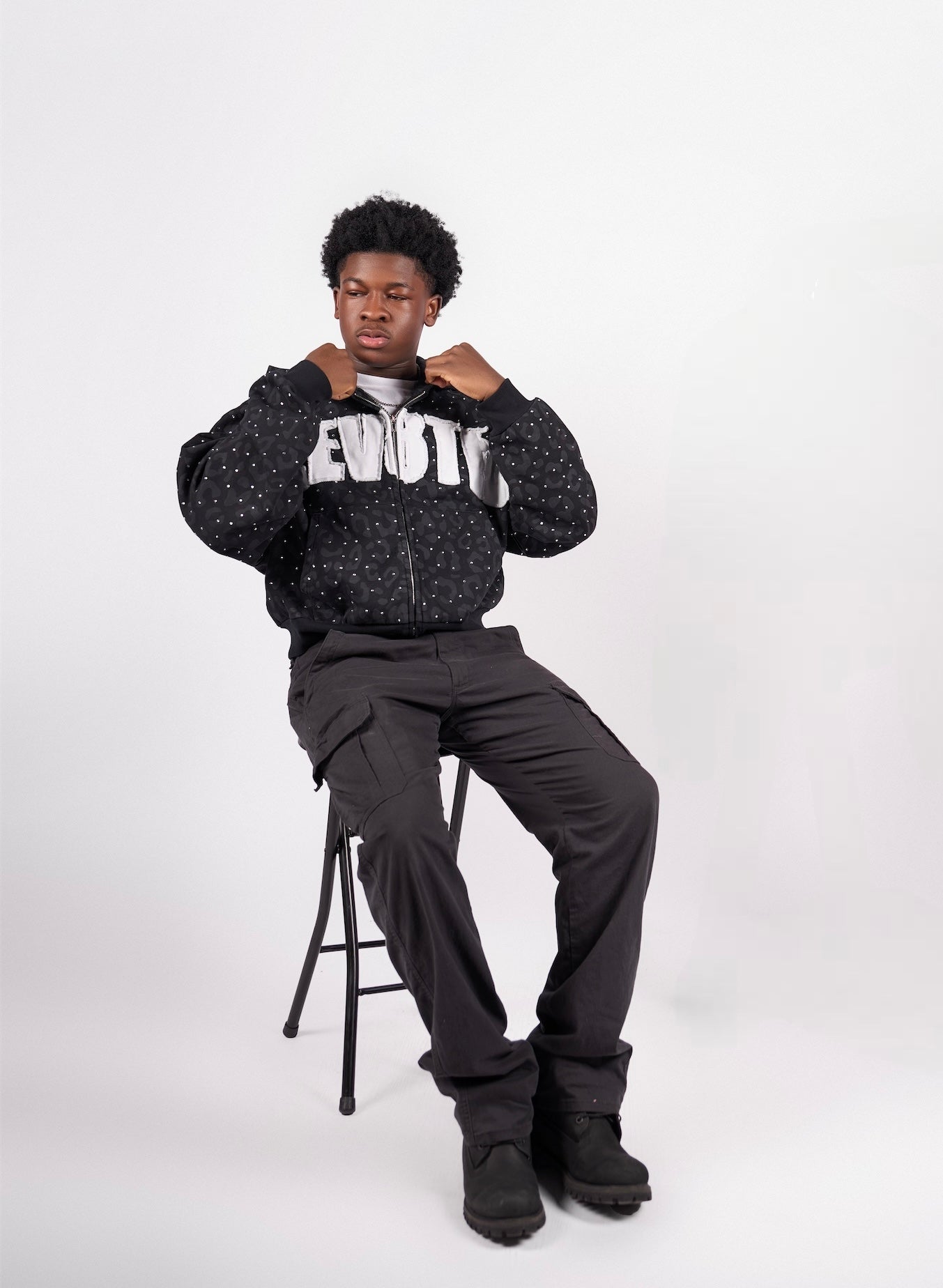 ELEV8TED Rhinestone zip up